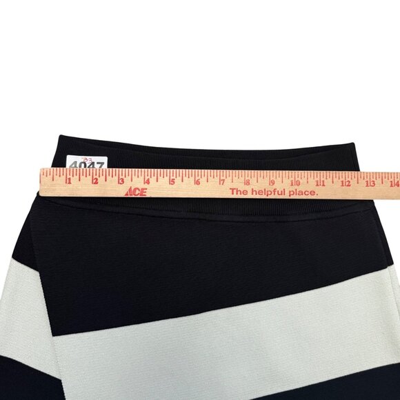 A.L.C. Black & White Chevron Stripe Knit Skirt Asymmetrical Hem Womens - Picture 8 of 12